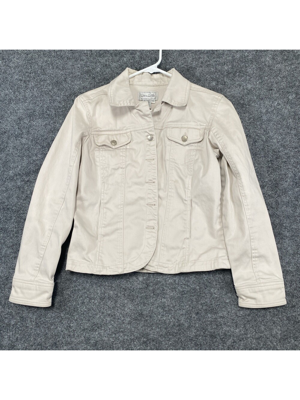 Live a Little Beige Button Front Basic Jacket Size M Pockets Ad